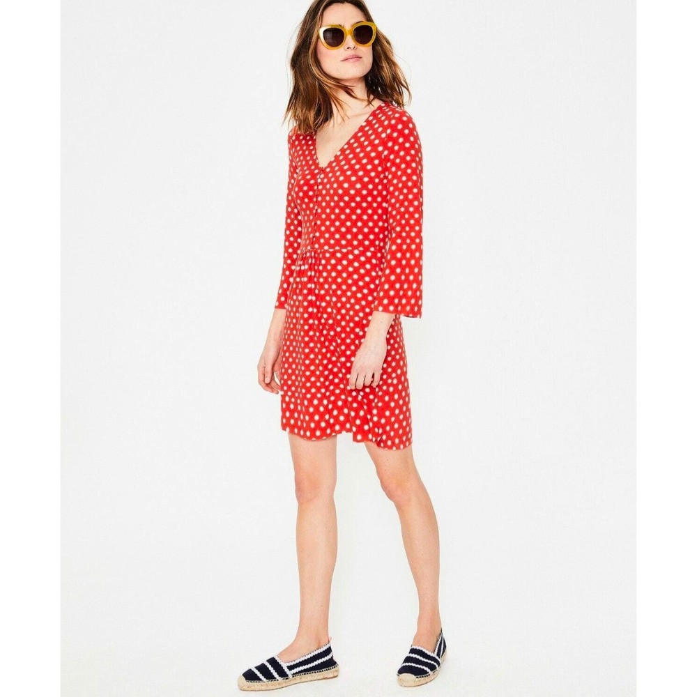 Boden Women's Scarlett Jersey Tunic Dress Red Pop Star J0418 Sz 14